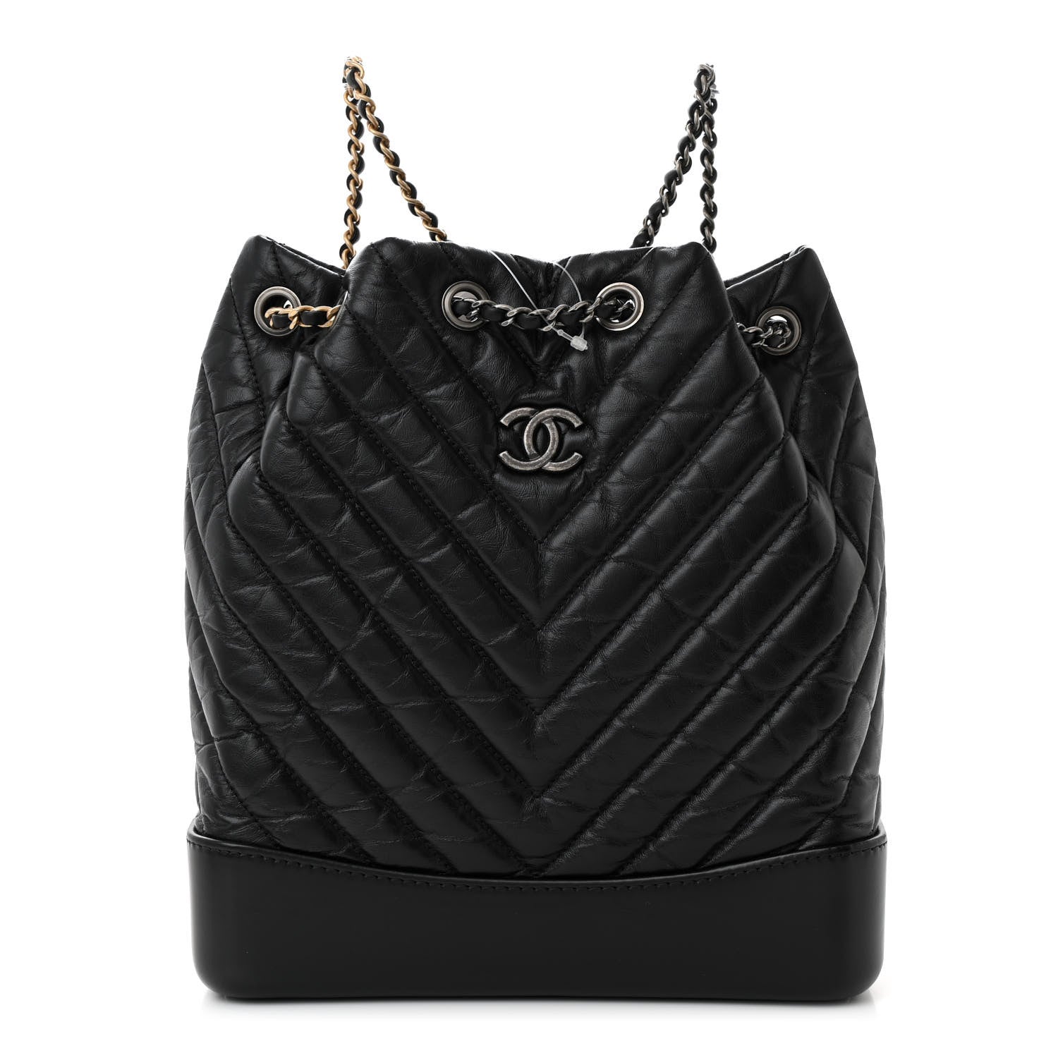 Chanel Aged Calfskin Chevron Quilted Small Gabrielle Backpack Black 1 of 11