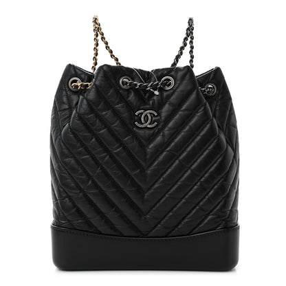 Chanel Aged Calfskin Chevron Quilted Small Gabrielle Backpack Black 1 of 11
