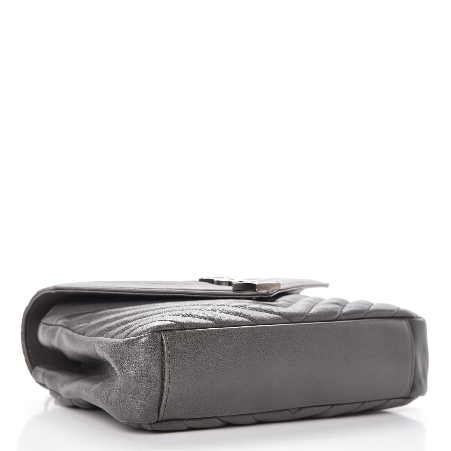 Saint Laurent Sheepskin Matelasse Chevron Monogram Medium College Bag Light Coal 4 of 13