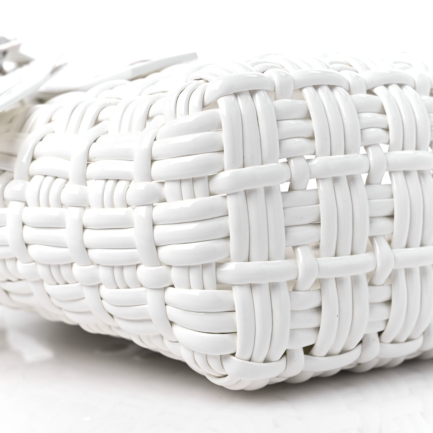 Balenciaga Faux Calfskin Braided Varnished XXS Bistro Basket White 7 of 9