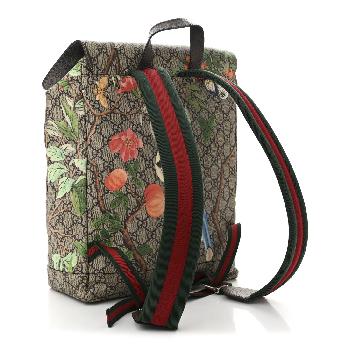 GG Supreme Monogram Tian Web Single Buckle Backpack Beige Multicolor New Acero