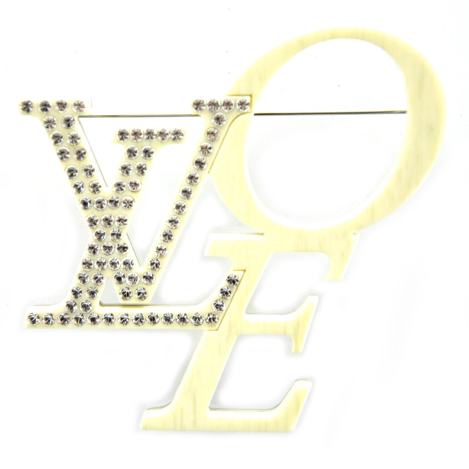 Louis Vuitton Swarovski Crystal Love LVoe Brooch 1 of 6