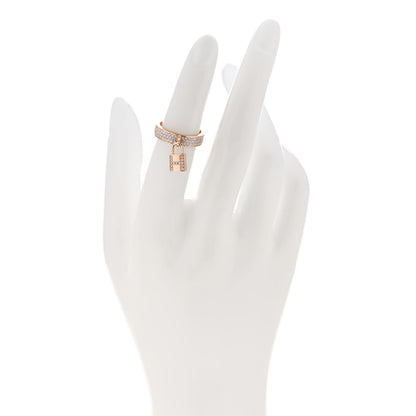 Hermes 18K Rose Gold Diamond MM Kelly Clochette Ring 49 5 2 of 6