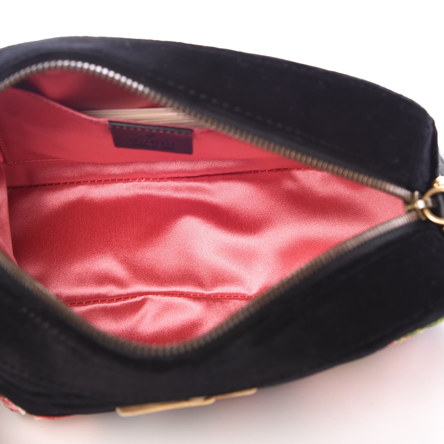 Gucci Velvet Matelasse Deer Embroidered Small GG Marmont Chain Shoulder Bag Black 5 of 8