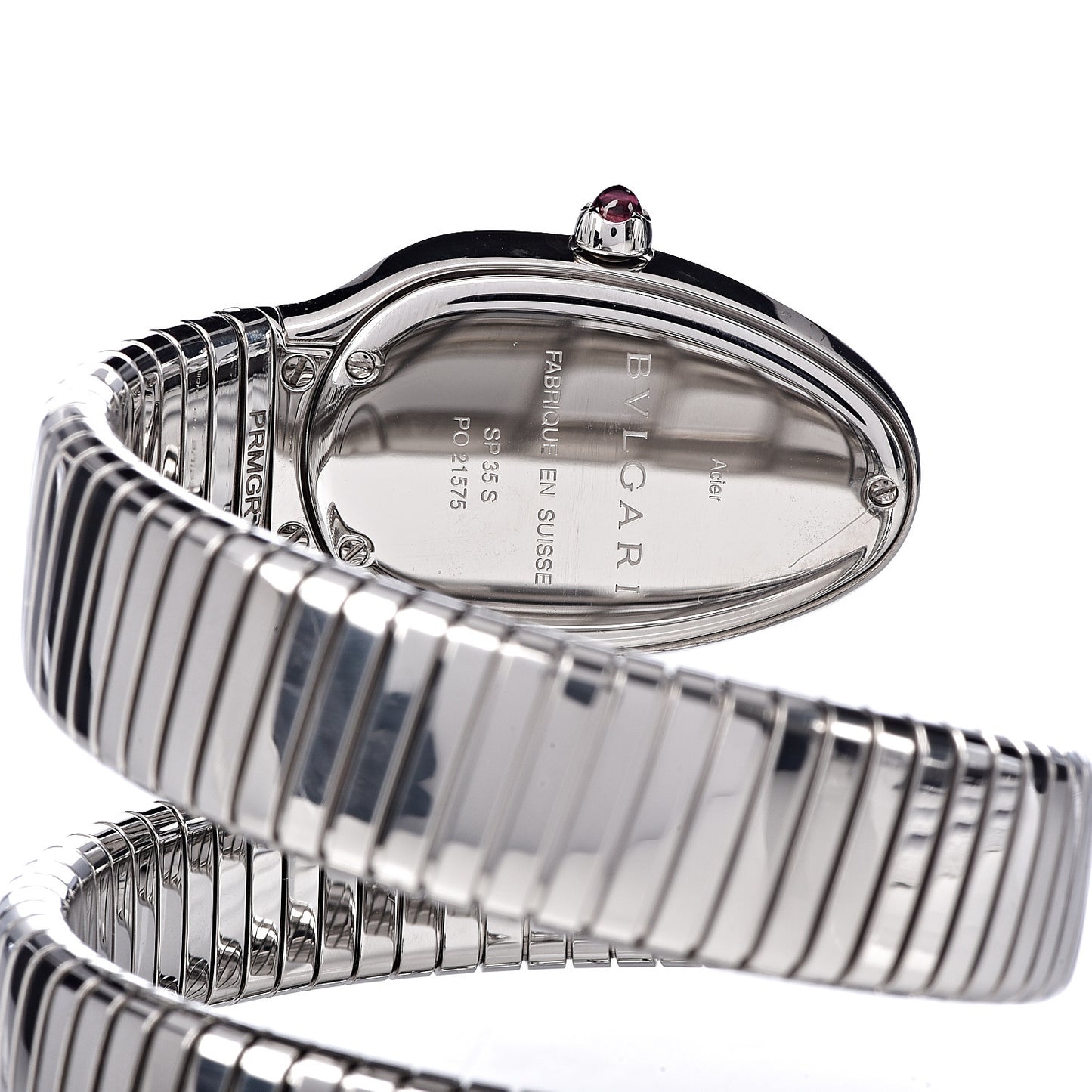 Stainless Steel Diamond Bezel 35mm Serpenti Tubogas Double Spiral Quartz Watch Red