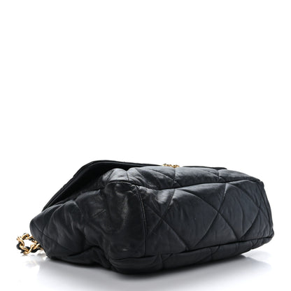Chanel Shiny Goatskin Quilted Maxi Chanel 19 Flap Black 4 of 10