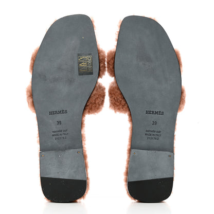 Hermes Woolskin Oran Sandals 39 Rose Aube 5 of 8