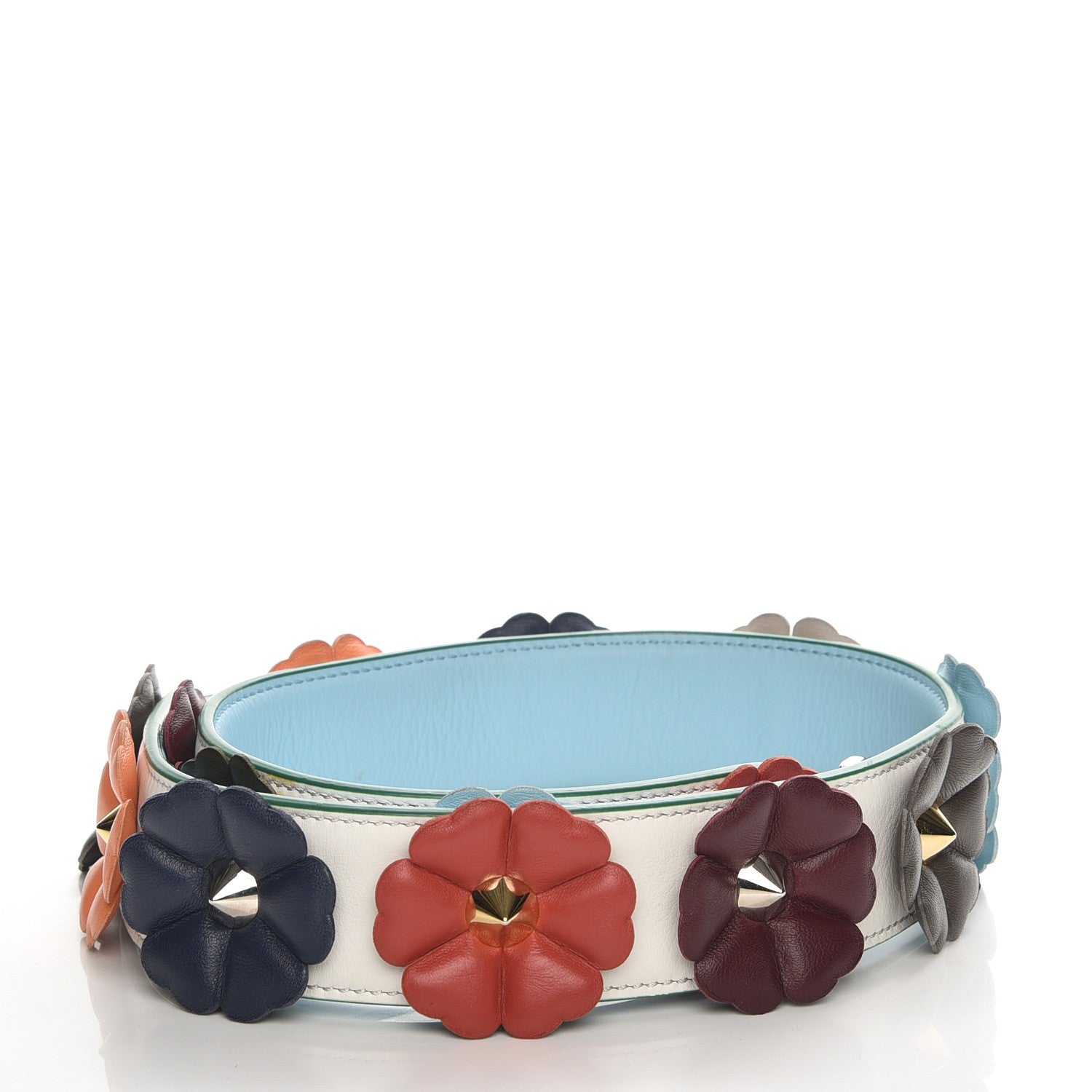 Fendi Vitello Dolce Flowerland Bi-Color Studded Strap You White Ice Multicolor 2 of 6