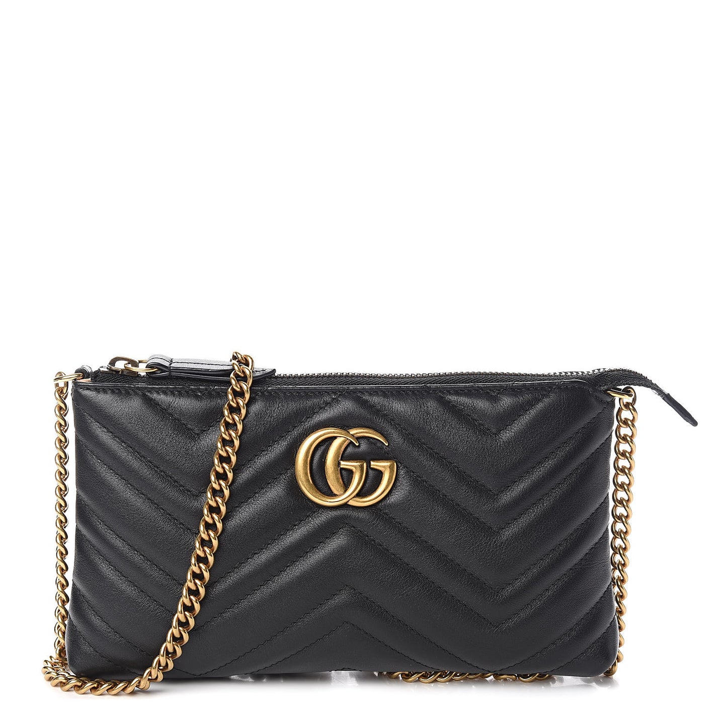 Calfskin Matelasse Mini GG Marmont Chain Bag Black