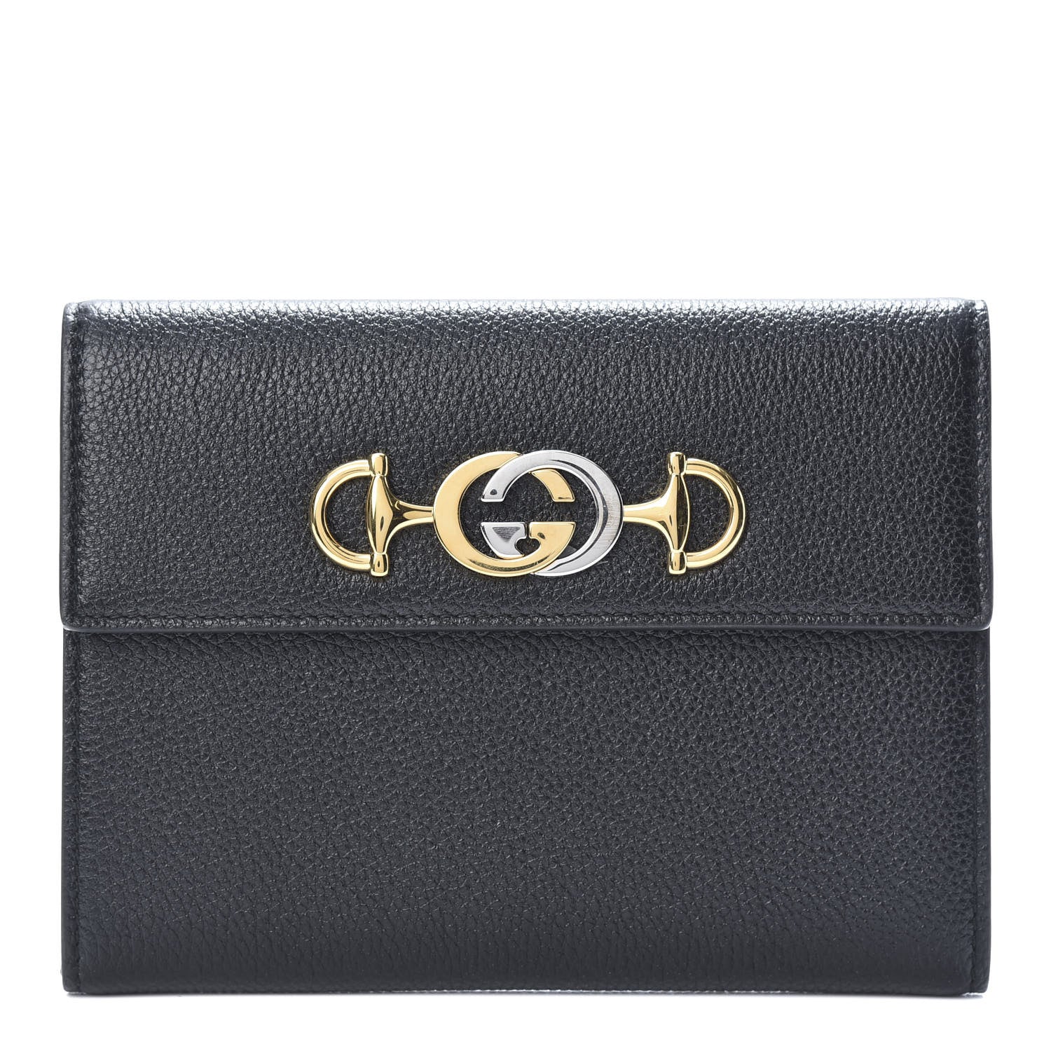 Gucci Grainy Calfskin Zumi Flap Card Case Black 1 of 7