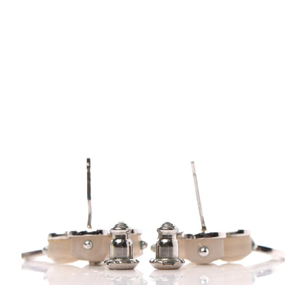 Christian Dior Pearl Crystal Clover Drop Earrings Silver 3 of 6