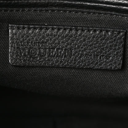 Alexander McQueen Pebbled Calfskin Small Skull Padlock Zip Around Tote Black 6 of 10