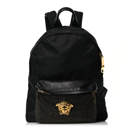 Versace Nylon Goatskin Studded Palazzo Medusa Backpack Black 1 of 21