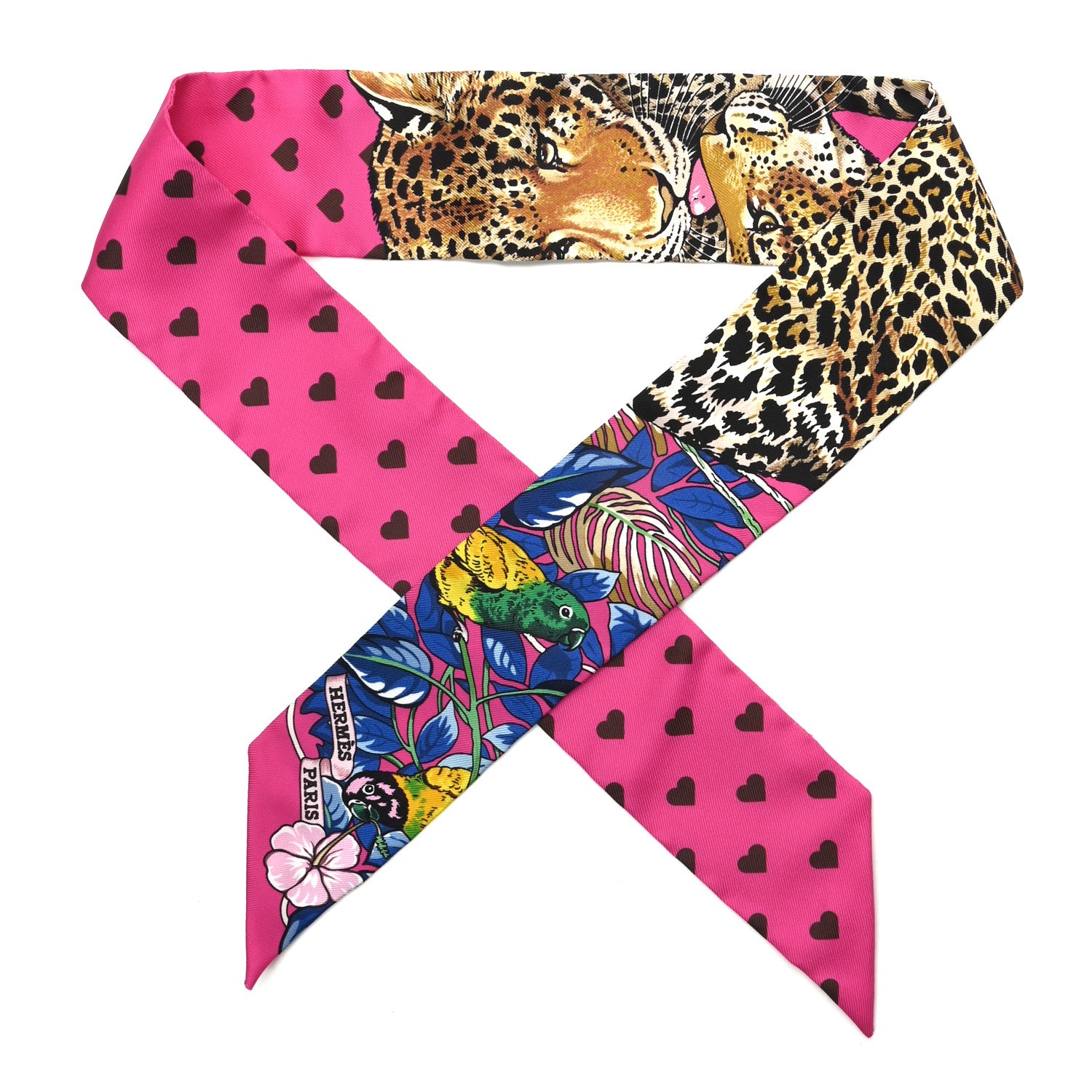 Hermes Silk Jungle Love Love Twilly Rose Vif Bleu Roy 1 of 4