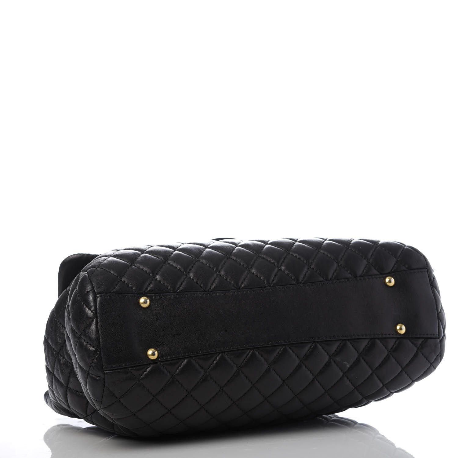 Chanel Lambskin Quilted Large Fluffy CC Shopping Tote Black 4 of 9