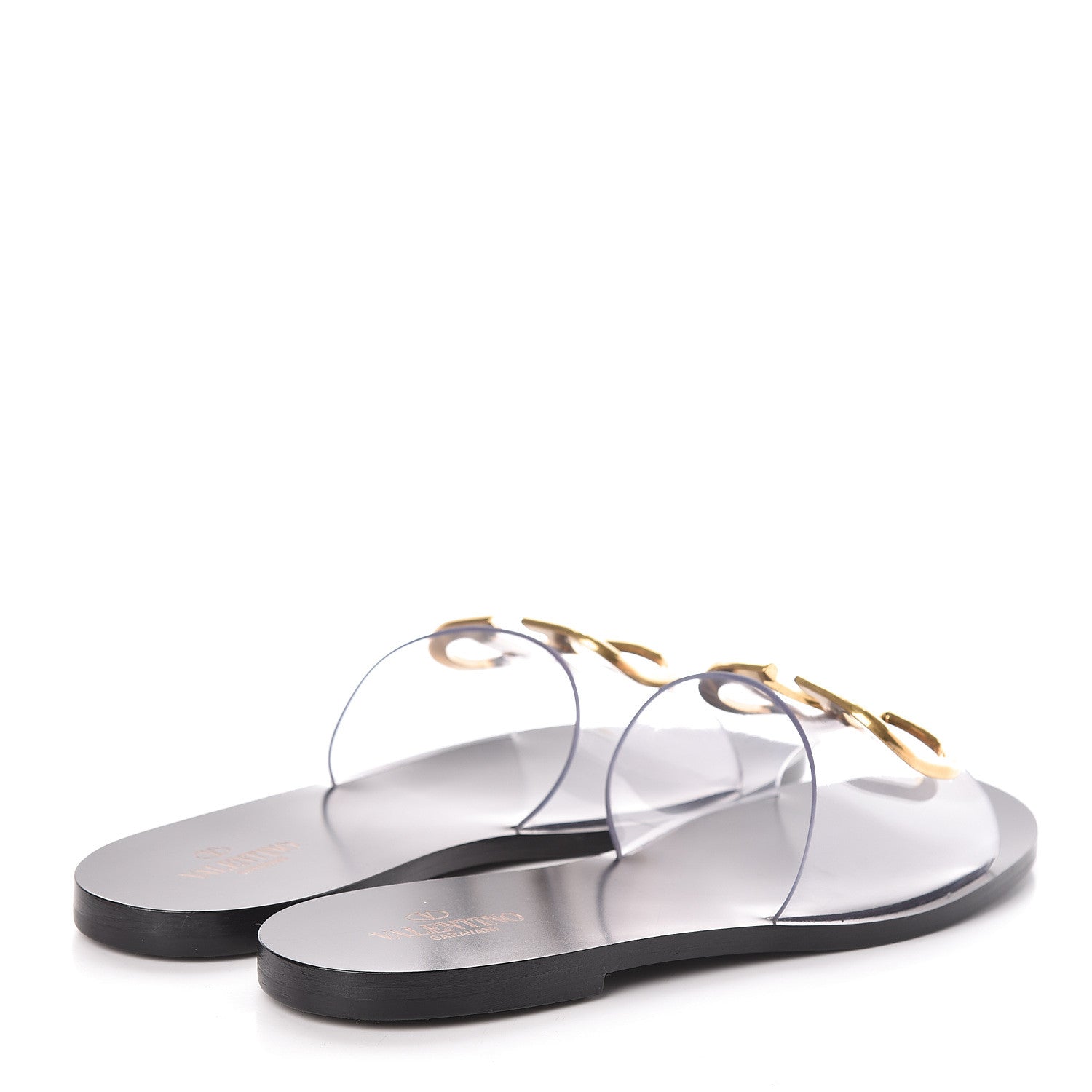 Valentino Garavani PVC Transparent Vlogo Flat Slide Sandals 39 Black 4 of 8