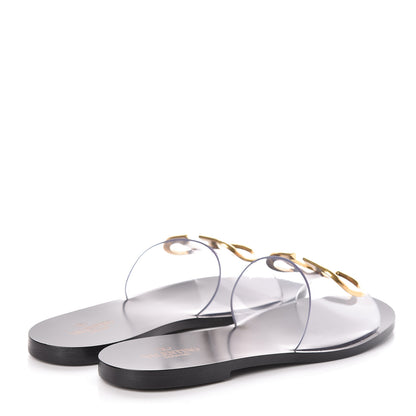 Valentino Garavani PVC Transparent Vlogo Flat Slide Sandals 39 Black 4 of 8