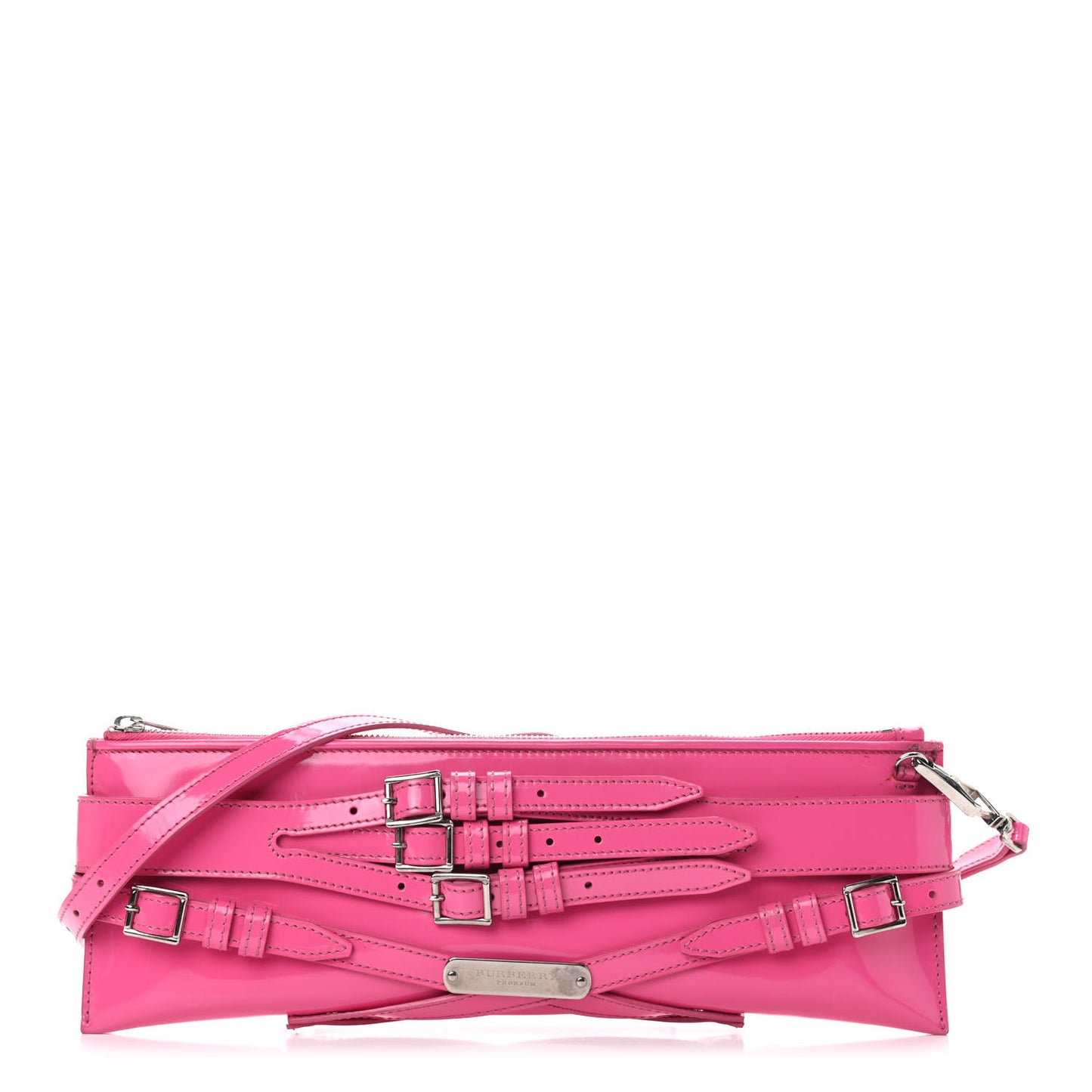Patent Bridle Calfskin Parmoor Clutch Bag Pink