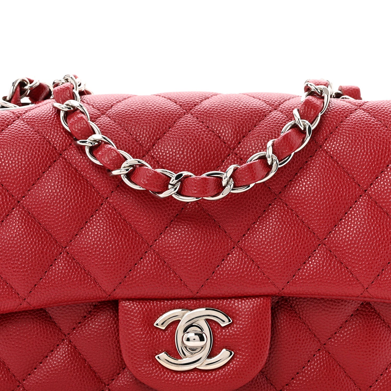 Chanel Caviar Quilted Mini Rectangular Flap Dark Red 8 of 11