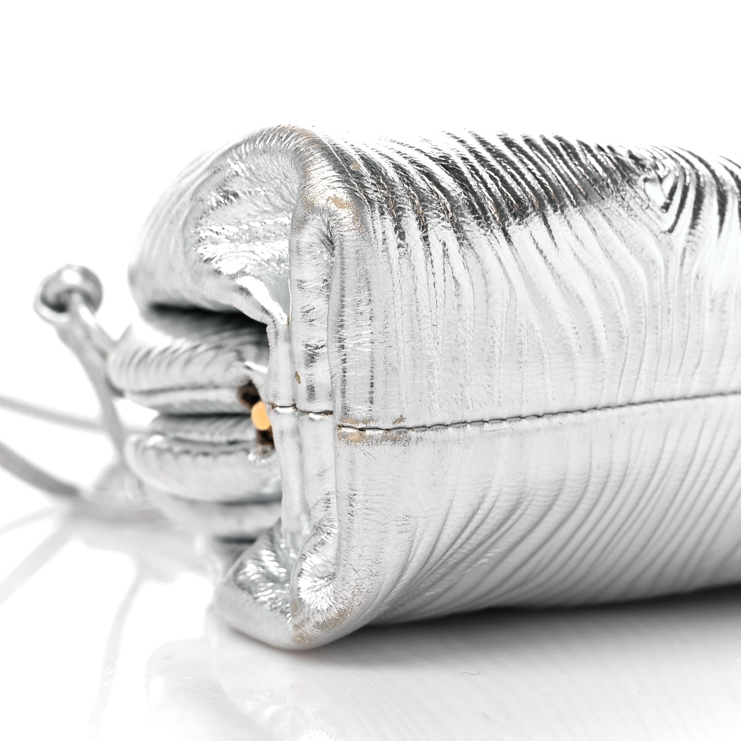 Metalic Bark Calfskin The Mini Pouch Silver