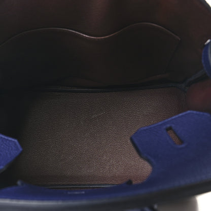 Hermes Togo Swift Officier Birkin 30 Bleu Encre Rouge H 5 of 12