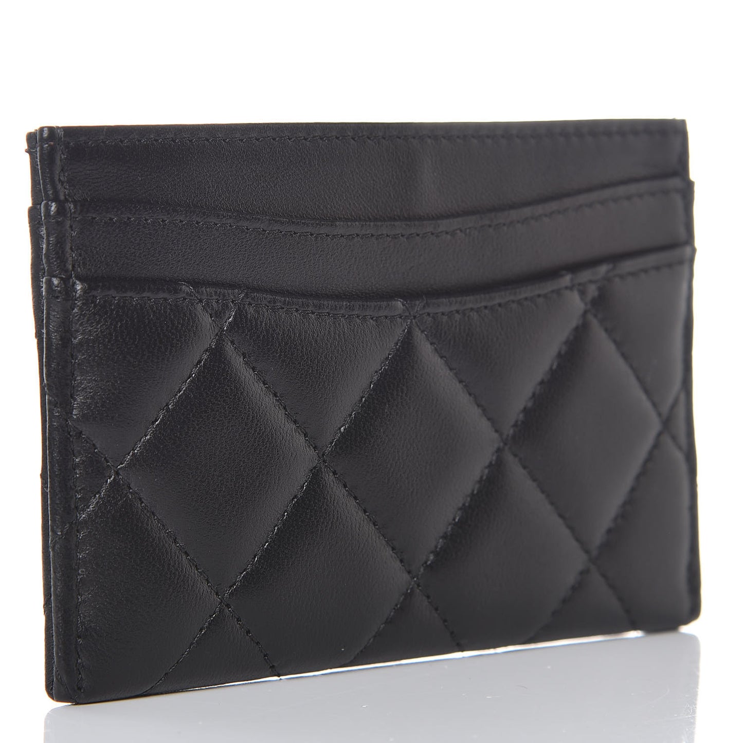 Lambskin Quilted Card Holder Black