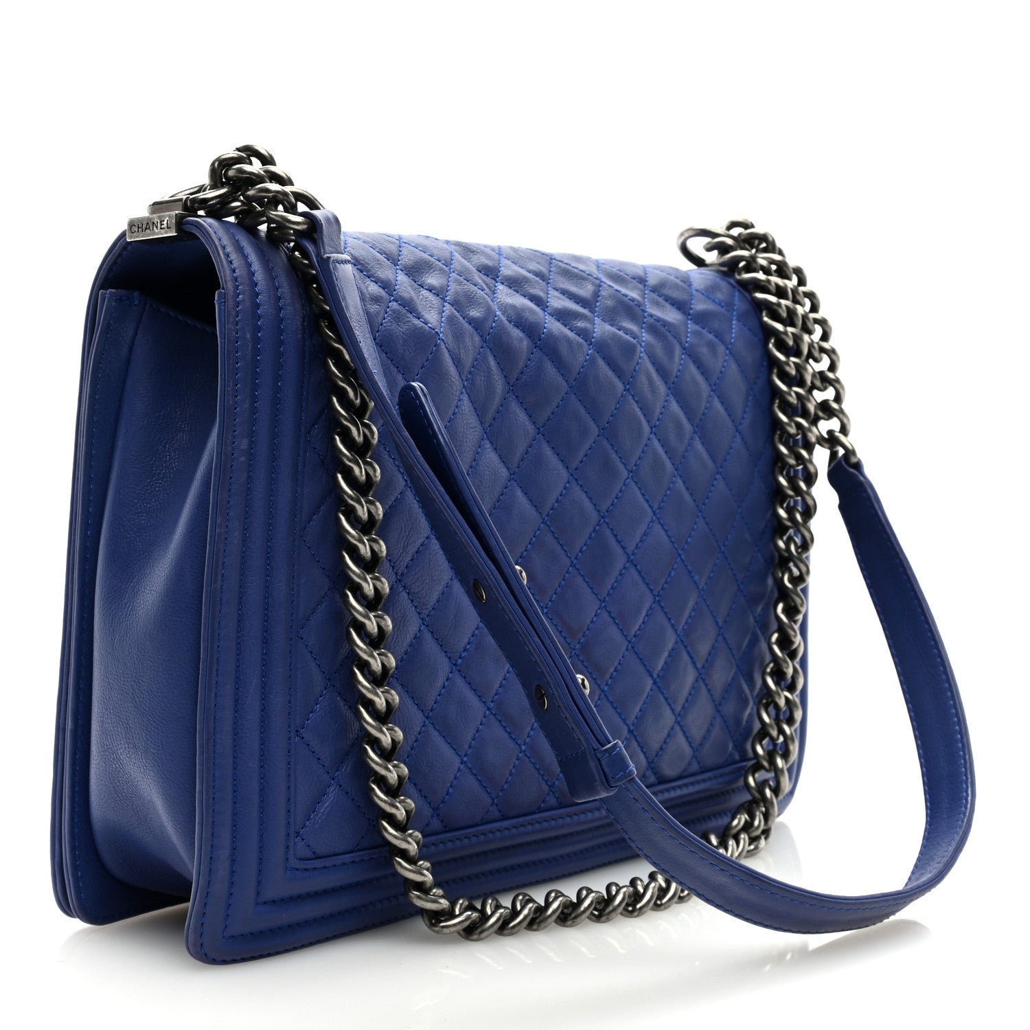 Chanel Calfskin Quilted Large Boy Flap Dark Blue 3 of 11