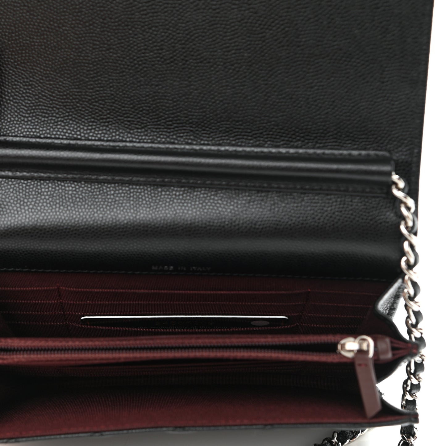 Caviar Quilted Square Wallet On Chain WOC Black