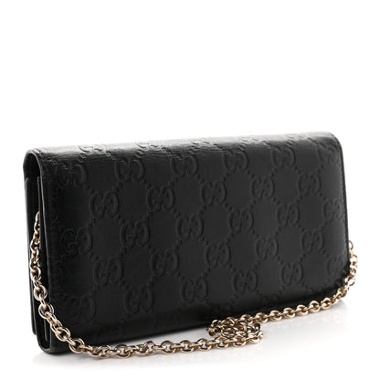 Gucci Guccissima Margaux Calfskin Metal Bar Chain Wallet Black 3 of 10