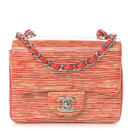 Chanel Patent Calfskin Striped Mini Square Flap Red 1 of 10