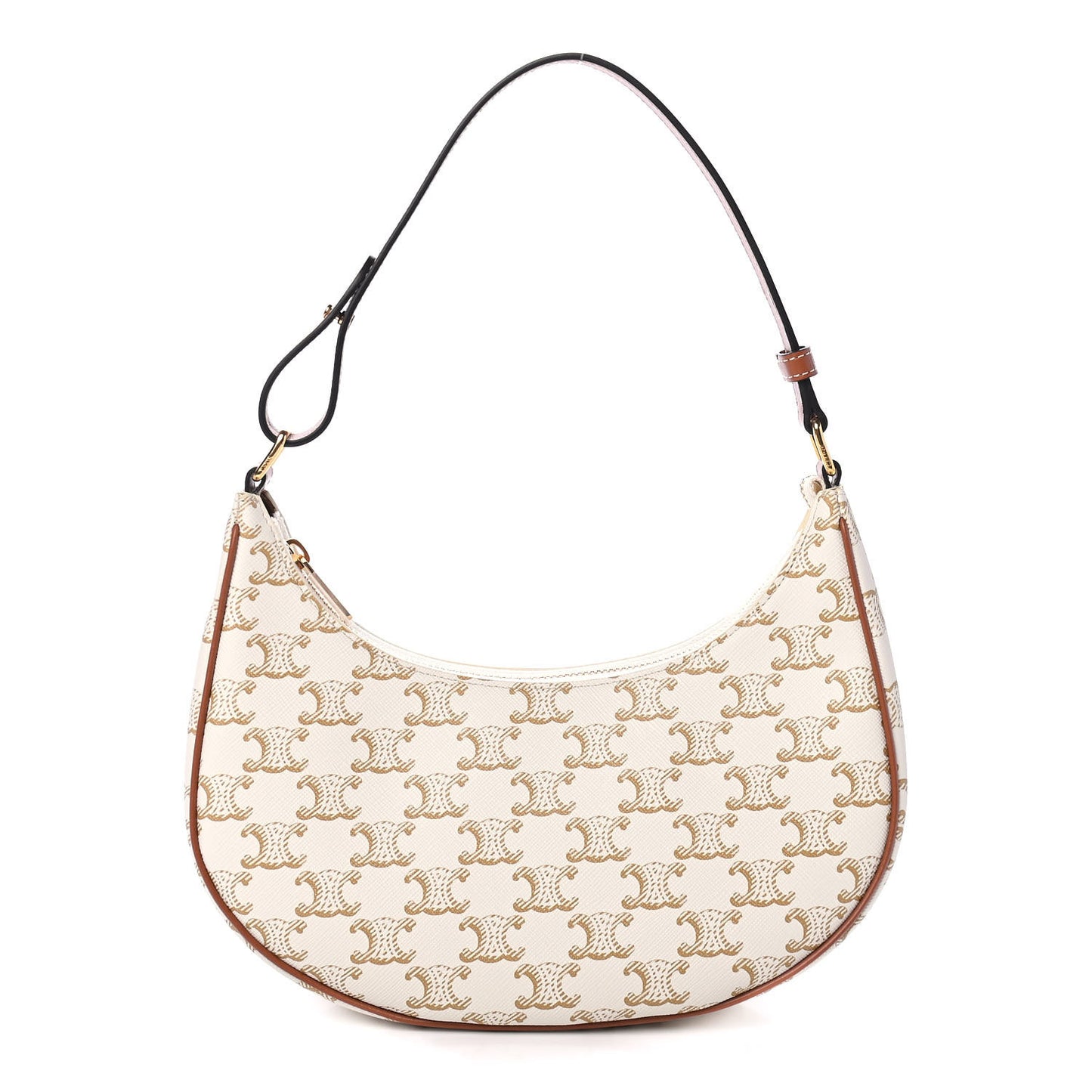Canvas Calfskin Ava Triomphe Shoulder Bag White
