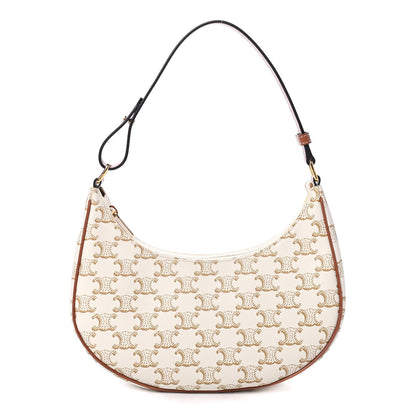 Celine Canvas Calfskin Ava Triomphe Shoulder Bag White 1 of 4