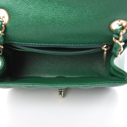 Chanel Metallic Caviar Quilted Mini Square Flap Green 5 of 10