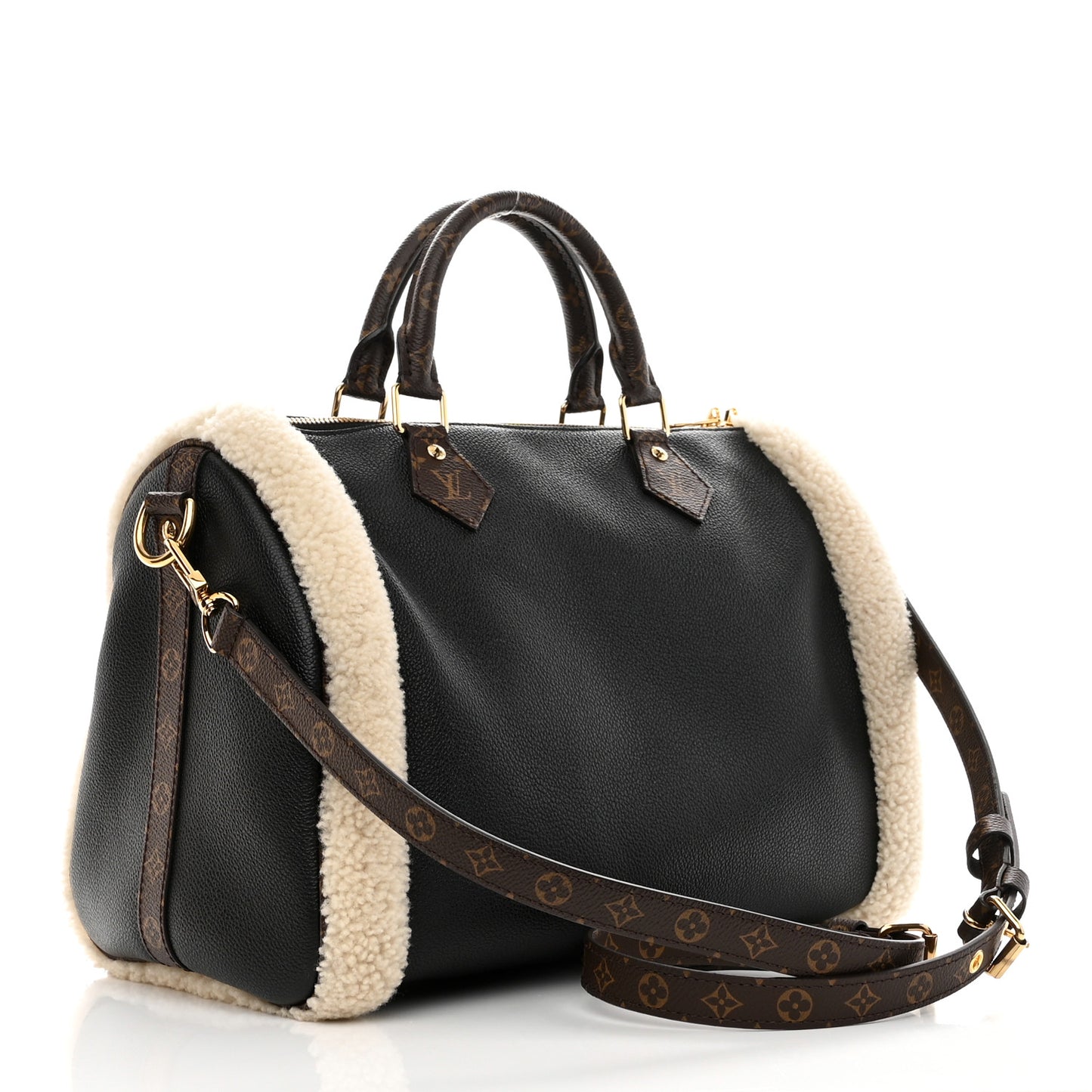 Calfskin Monogram Teddy Speedy Bandouliere 30 Black