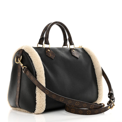 Louis Vuitton Calfskin Monogram Teddy Speedy Bandouliere 30 Black 3 of 8