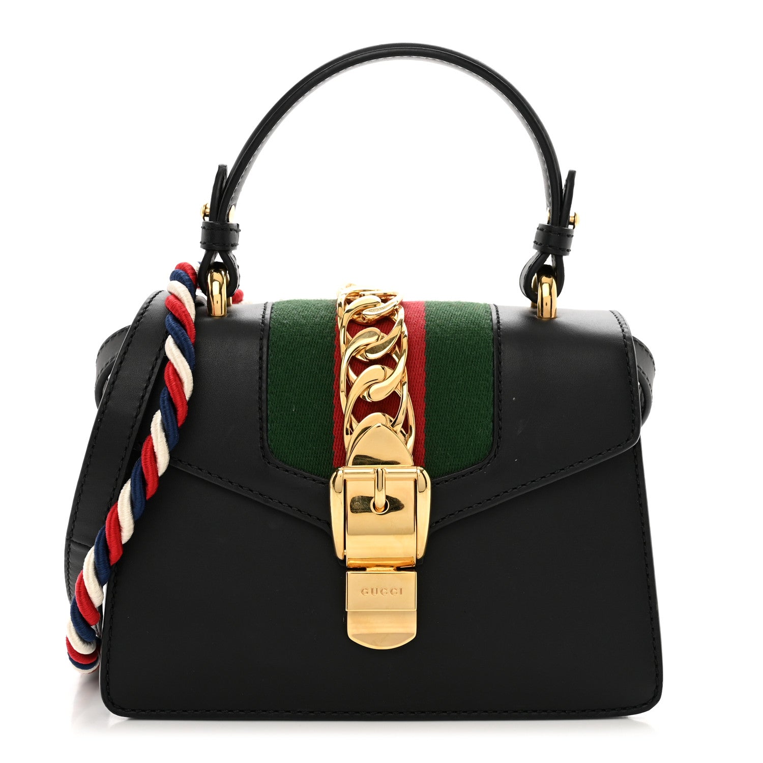 Gucci Calfskin Mini Sylvie Top Handle Bag Black 1 of 12
