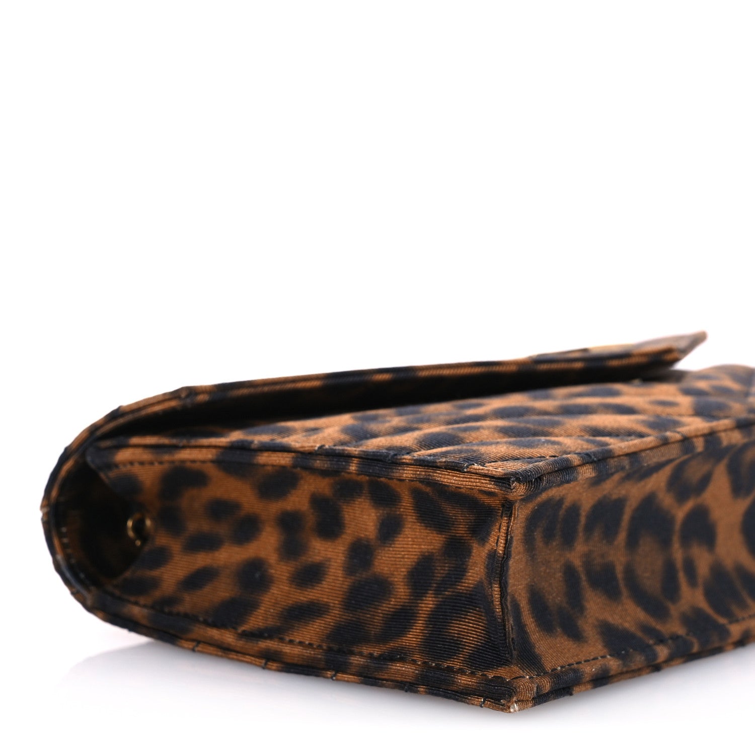 Saint Laurent Canvas Matelasse Chevron Monogram Envelope Chain Wallet Leopard 10 of 12