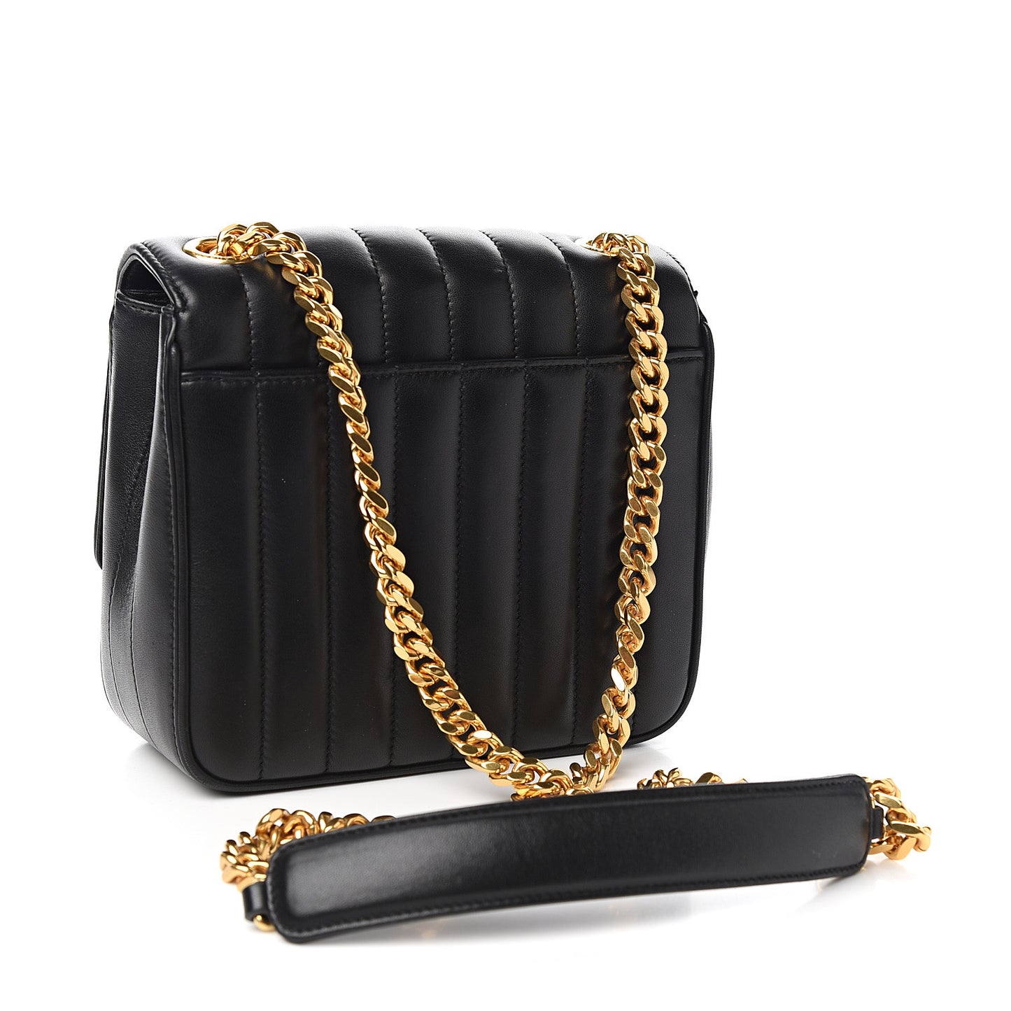 Lambskin Matelasse Monogram Medium Vicky Chain Bag Black