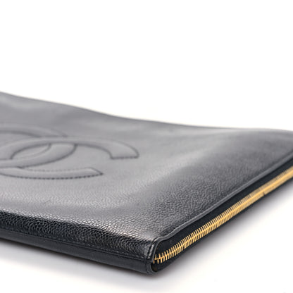 Chanel Caviar Large Timeless CC Cosmetic Pouch Clutch Black 10 of 11