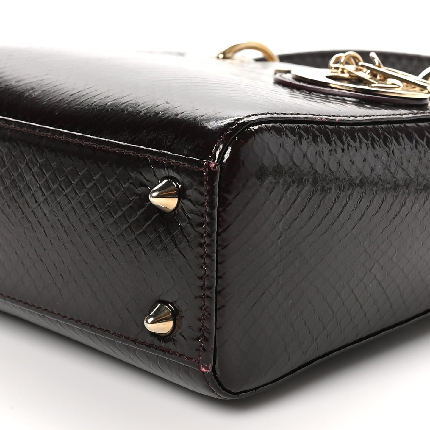 Snakeskin Small Lady Dior Burgundy