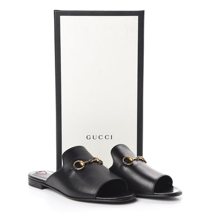 Gucci Malaga Kid Horsebit Slide Sandals 35.5 Black 8 of 8