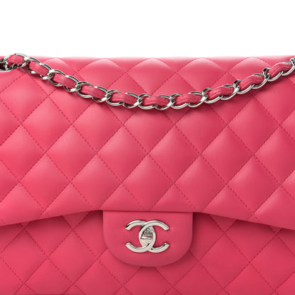 Chanel Lambskin Quilted Jumbo Double Flap Dark Pink 10 of 11
