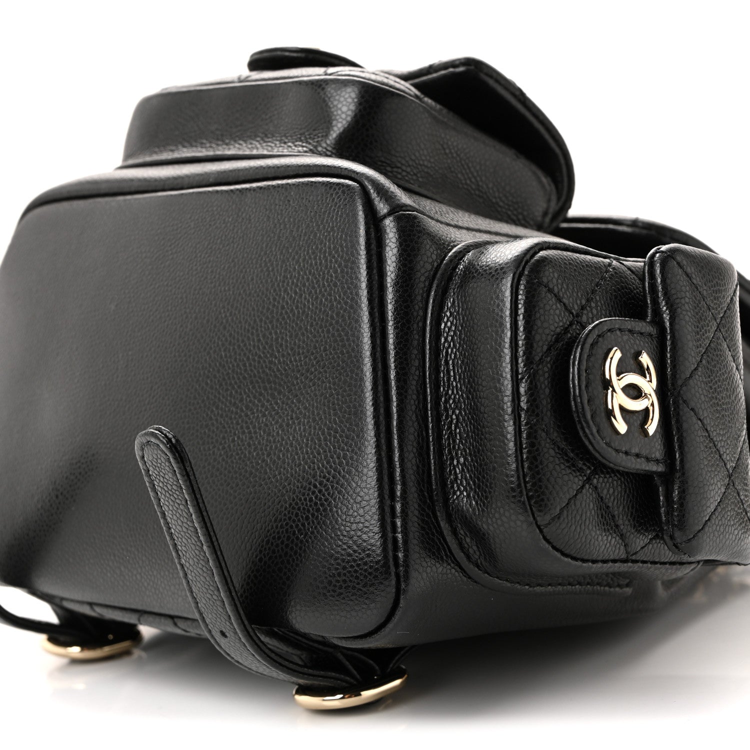 Chanel Shiny Caviar Quilted Small Duma Pockets Drawstring Backpack Black 10 of 12