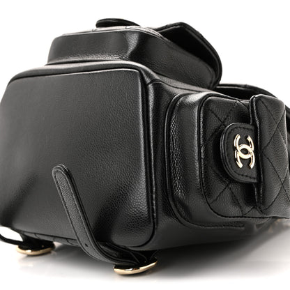Chanel Shiny Caviar Quilted Small Duma Pockets Drawstring Backpack Black 10 of 12
