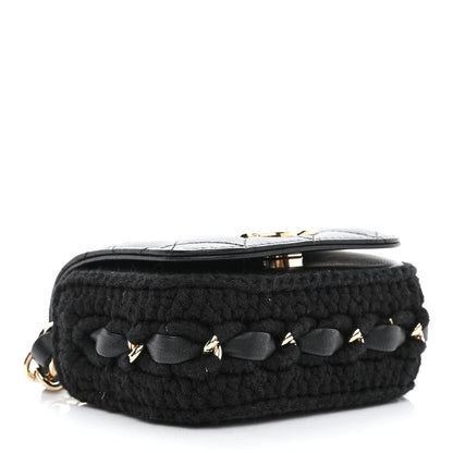 Chanel Calfskin Crochet Embroidered Quilted Mini Clutch with Chain Black 4 of 11