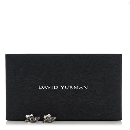 David Yurman Sterling Silver Black Diamond Flute Earrings 5 of 5