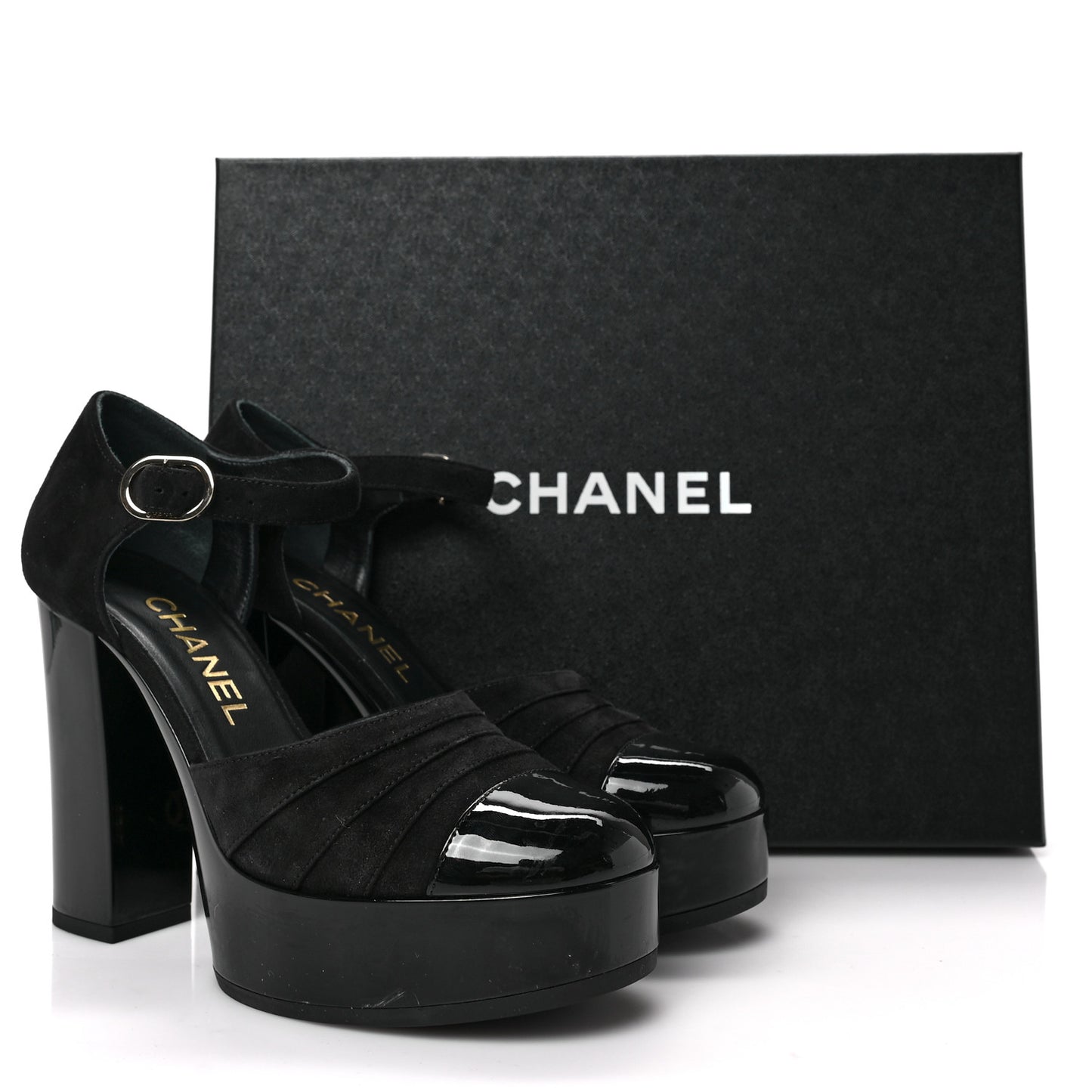 Patent Suede CC Platform Pumps 36.5 Black