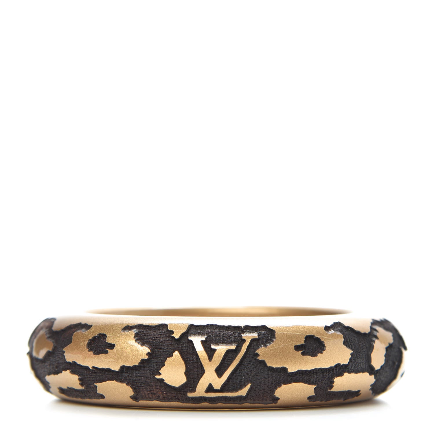 Louis Vuitton Lacquer Wood Leomonogram Bangle Bracelet Gold 1 of 6