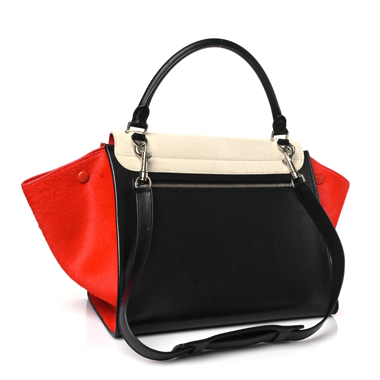 Pony Hair Smooth Calfskin Tri-Color Medium Trapeze White Red Black