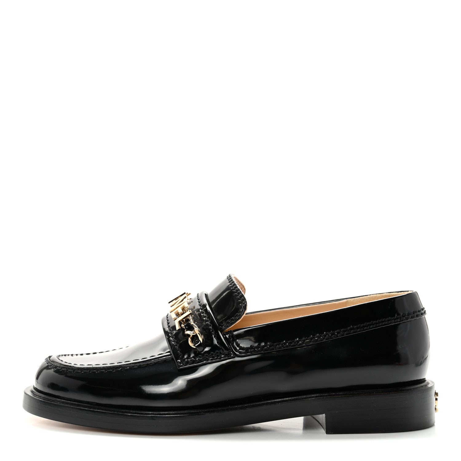 Chanel Shiny Calfskin Logo Loafers 36 Black 1 of 10